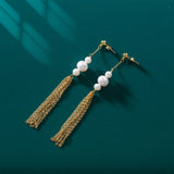 925 Silver Pearl Drop Earrings Tassel Jewelry