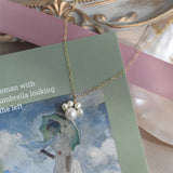 925 Silver Pearl Cat Claw Pendant Necklace Classic Party Chain Jewelry