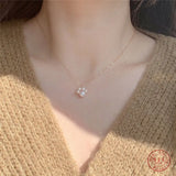 925 Silver Pearl Cat Claw Pendant Necklace Classic Party Chain Jewelry