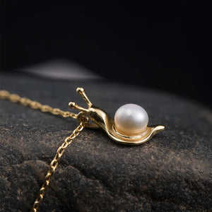 925 Silver Pearl Snail Necklace 18k Chinese Style Jewelry