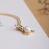 925 Silver Pearl Snail Necklace 18k Chinese Style Jewelry