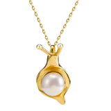 925 Silver Pearl Snail Necklace 18k Chinese Style Jewelry