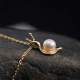 925 Silver Pearl Snail Necklace 18k Chinese Style Jewelry