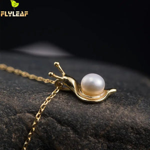 925 Silver Pearl Snail Necklace 18k Chinese Style Jewelry