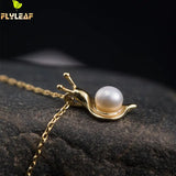925 Silver Pearl Snail Necklace 18k Chinese Style Jewelry