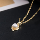 925 Silver Pearl Snail Necklace 18k Chinese Style Jewelry