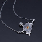 925 Silver Freshwater Pearl Zircon Necklace Crystal Flower Pendants Jewelry