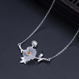 925 Silver Freshwater Pearl Zircon Necklace Crystal Flower Pendants Jewelry
