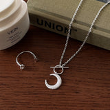 Sterling Silver Moon Necklace Crescent Charm Jewelry for Women