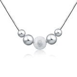 925 Silver Frosted Bead Snake Chain Necklace Women Party Wedding Jewelry