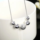 925 Silver Frosted Bead Snake Chain Necklace Women Party Wedding Jewelry