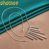 925 Silver Frosted Smooth Cylindrical Round Balls Necklace 20 In Chain