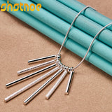 925 Silver Frosted Smooth Cylindrical Round Balls Necklace 20 In Chain