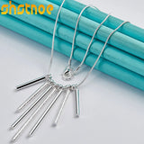 925 Silver Frosted Smooth Cylindrical Round Balls Necklace 20 In Chain