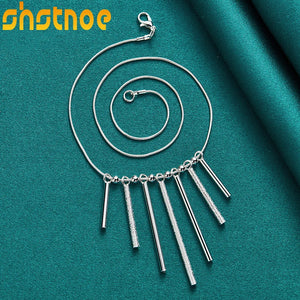 925 Silver Frosted Smooth Cylindrical Round Balls Necklace 20 In Chain