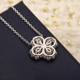 925 Silver Clear Zirconia Geometry Pendant Necklace for Women