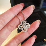925 Silver Clear Zirconia Geometry Pendant Necklace for Women