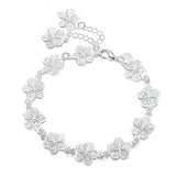 925 Silver Flower Bracelet Women Wedding Party Jewelry