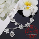 925 Silver Flower Bracelet Wedding Engagement Party Jewelry