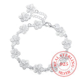925 Silver Flower Bracelet Wedding Engagement Party Jewelry
