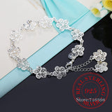 925 Silver Flower Bracelet Wedding Engagement Party Jewelry