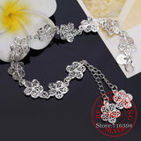 925 Silver Flower Bracelet Wedding Engagement Party Jewelry