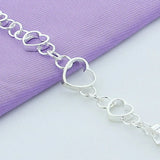 925 Silver Heart Chain Bracelet for Women Wedding Jewelry Gift