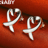 925 Silver Heart Bracelet Earrings Set Wedding Jewelry