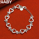 925 Silver Heart Bracelet Earrings Set Wedding Jewelry