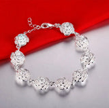 925 Silver Rose Flower Chain Bracelet for Women Wedding