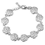 925 Silver Rose Flower Chain Bracelet Wedding Party Jewelry