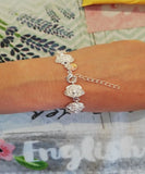 925 Silver Rose Flower Chain Bracelet Wedding Party Jewelry