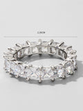 925 Silver Zircon Baguette Ring Ice Out Jewelry
