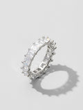 925 Silver Zircon Baguette Ring Ice Out Jewelry