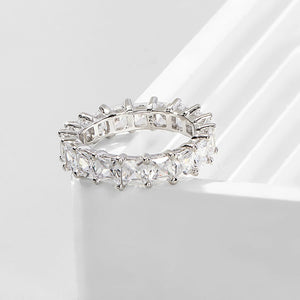 925 Silver Zircon Baguette Ring Ice Out Jewelry