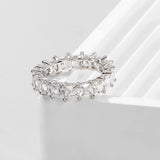 925 Silver Zircon Baguette Ring Ice Out Jewelry