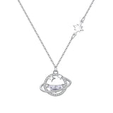 925 Sterling Silver Galaxy Crystal Pendant Necklace Gift for Women