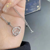 925 Sterling Silver Galaxy Crystal Pendant Necklace Gift for Women