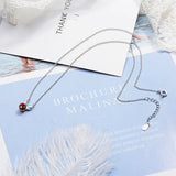 925 Silver Garnet Antlers Crystal Necklace Wedding Jewelry