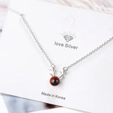 925 Silver Garnet Antlers Crystal Necklace Wedding Jewelry