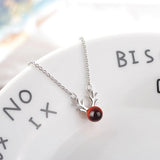 925 Silver Garnet Antlers Crystal Necklace Wedding Jewelry