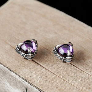 925 Silver Garnet Stud Earrings Gothic Party Wedding Jewelry