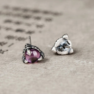 925 Silver Garnet Stud Earrings Gothic Party Wedding Jewelry