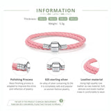 925 Silver Leather Chain Bracelet with Snake Clasp