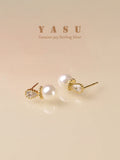 925 Silver Pearl Earrings 18K Plated Wedding Party Jewelry