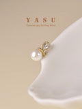 925 Silver Pearl Earrings 18K Plated Wedding Party Jewelry