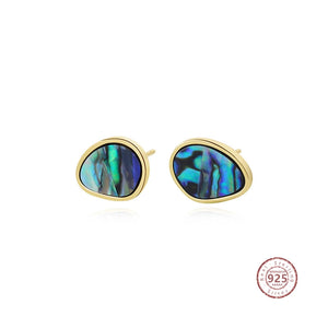 925 Silver Abalone Shell Stud Earrings Vintage Jewelry Gift