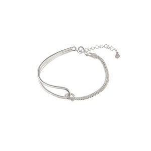 925 Silver Geometric Knot Bracelet Chain Minimalist Jewelry Gift