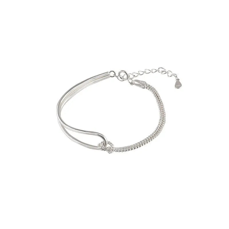 925 Silver Geometric Knot Bracelet Chain Minimalist Jewelry Gift
