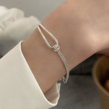 925 Silver Geometric Knot Bracelet Chain Minimalist Jewelry Gift